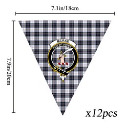 ScotsTee Shop Scottish McRae Dress Modern Crest Tartan Triangle Flags Tartan Bunting, Pennants (12pcs)