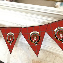 ScotsTee Shop Scottish Ross David Modern Crest Tartan Triangle Flags Tartan Bunting, Pennants (12pcs)