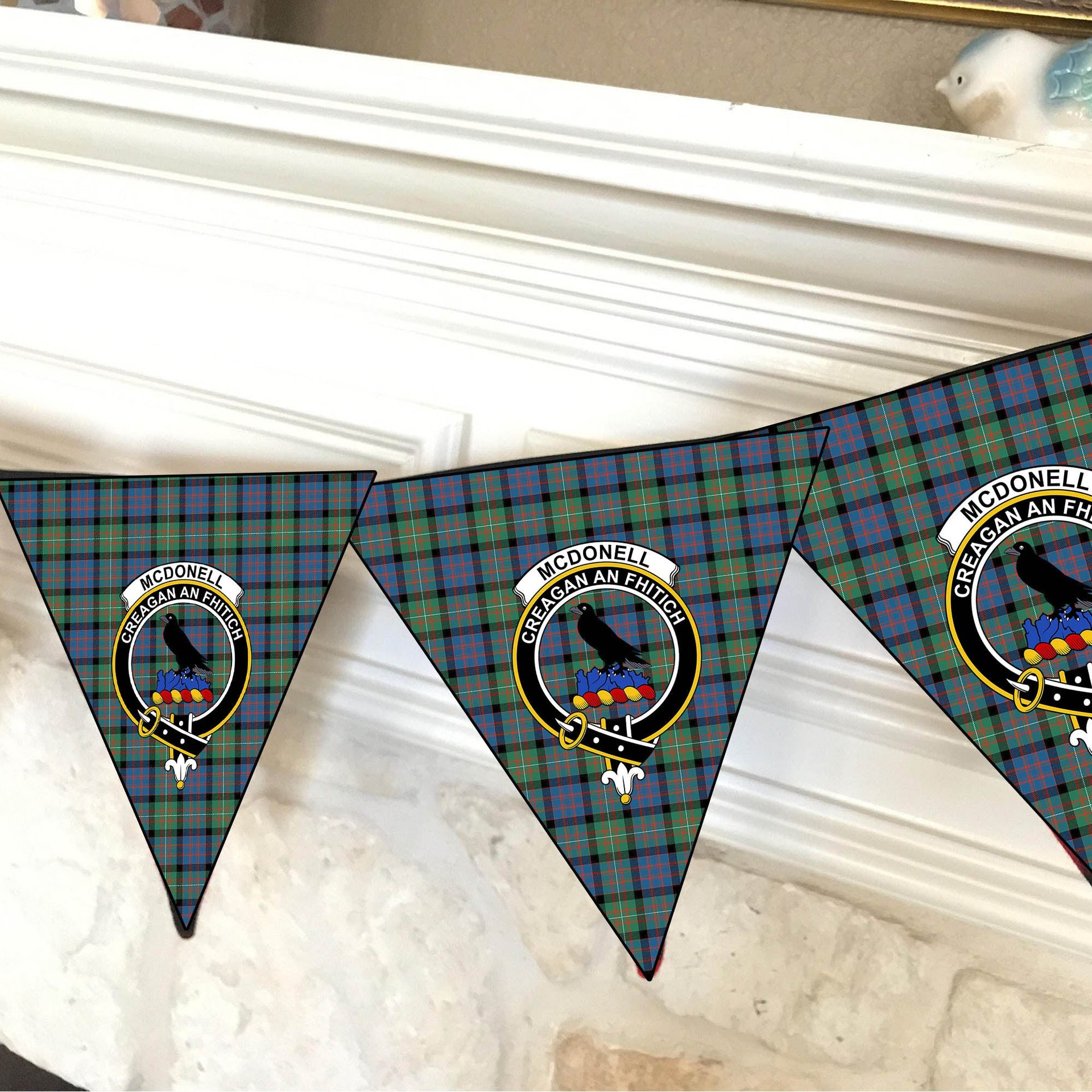ScotsTee Shop Scottish McDonell Of Glengarry Ancient Crest Tartan Triangle Flags Tartan Bunting, Pennants (12pcs)