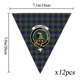 ScotsTee Shop Scottish MacLaren Crest Tartan Triangle Flags Tartan Bunting, Pennants (12pcs)