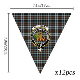 ScotsTee Shop Scottish McThomas Hunting Modern Crest Tartan Triangle Flags Tartan Bunting, Pennants (12pcs)