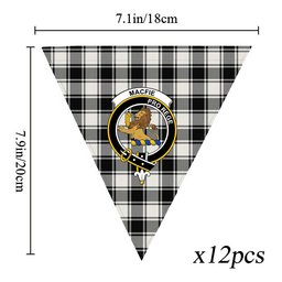 ScotsTee Shop Scottish MacFie Black & White Ancient Crest Tartan Triangle Flags Tartan Bunting, Pennants (12pcs)