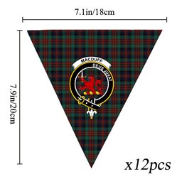 ScotsTee Shop Scottish MacDuff Hunting Modern Crest Tartan Triangle Flags Tartan Bunting, Pennants (12pcs)