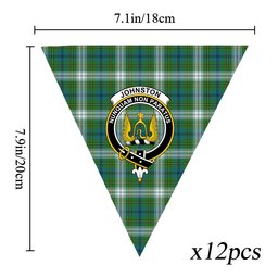 ScotsTee Shop Scottish Johnstone Dress Ancient Crest Tartan Triangle Flags Tartan Bunting, Pennants (12pcs)