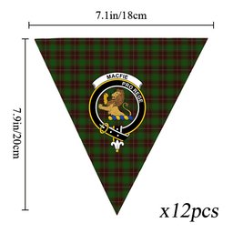 ScotsTee Shop Scottish MacFie Hunting Crest Tartan Triangle Flags Tartan Bunting, Pennants (12pcs)