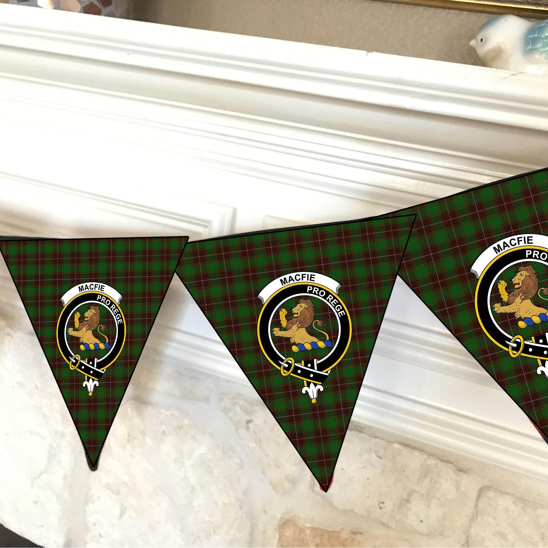 ScotsTee Shop Scottish MacFie Hunting Crest Tartan Triangle Flags Tartan Bunting, Pennants (12pcs)