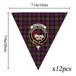 ScotsTee Shop Scottish McDonald Modern Crest Tartan Triangle Flags Tartan Bunting, Pennants (12pcs)
