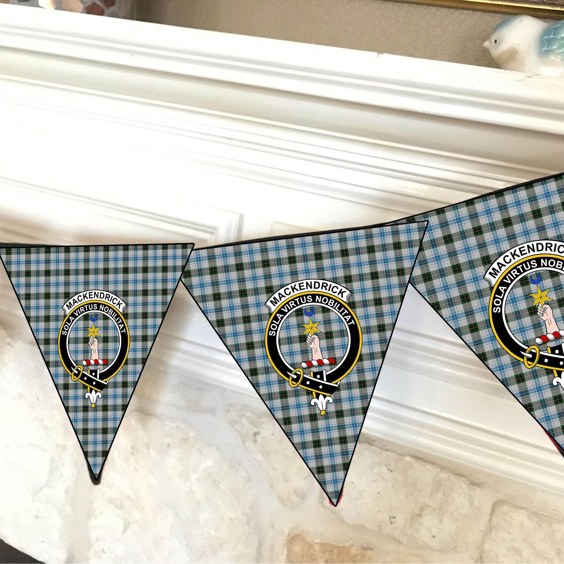 ScotsTee Shop Scottish MacKendrick Dress Crest Tartan Triangle Flags Tartan Bunting, Pennants (12pcs)