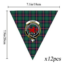 ScotsTee Shop Scottish Young Modern Clan Crest Tartan Triangle Flags Tartan Bunting, Pennants (12pcs)