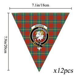 ScotsTee Shop Scottish Ruthven Ancient Crest Tartan Triangle Flags Tartan Bunting, Pennants (12pcs)