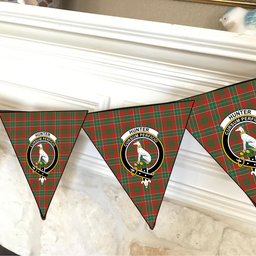 ScotsTee Shop Scottish Hunter USA Ancient Crest Tartan Triangle Flags Tartan Bunting, Pennants (12pcs)
