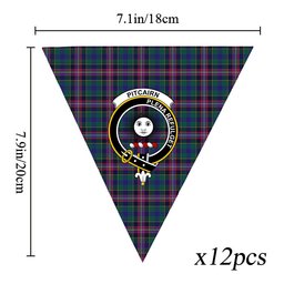 ScotsTee Shop Scottish Pitcairn Hunting Modern Crest Tartan Triangle Flags Tartan Bunting, Pennants (12pcs)