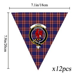 ScotsTee Shop Scottish Laing of Archiestown Crest Tartan Triangle Flags Tartan Bunting, Pennants (12pcs)