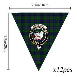 ScotsTee Shop Scottish Lockhart Modern Crest Tartan Triangle Flags Tartan Bunting, Pennants (12pcs)