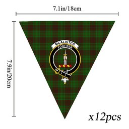 ScotsTee Shop Scottish McAlister of Glenbarr Hunting Crest Tartan Triangle Flags Tartan Bunting, Pennants (12pcs)
