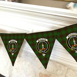 ScotsTee Shop Scottish McAlister of Glenbarr Hunting Crest Tartan Triangle Flags Tartan Bunting, Pennants (12pcs)
