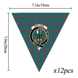 ScotsTee Shop Scottish MacLaine of Lochbuie Hunting Ancient Crest Tartan Triangle Flags Tartan Bunting, Pennants (12pcs)