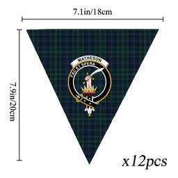 ScotsTee Shop Scottish Matheson Hunting Modern Crest Tartan Triangle Flags Tartan Bunting, Pennants (12pcs)
