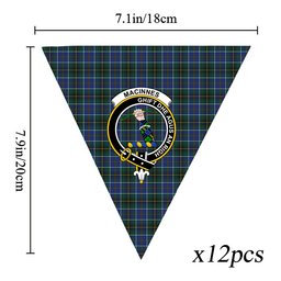 ScotsTee Shop Scottish MacInnes Modern Crest Tartan Triangle Flags Tartan Bunting, Pennants (12pcs)