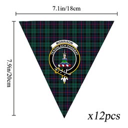 ScotsTee Shop Scottish Morrison Hunting Modern Crest Tartan Triangle Flags Tartan Bunting, Pennants (12pcs)