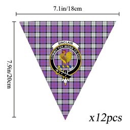 ScotsTee Shop Scottish Sinclair Dress (Dance) Ancient Clan Crest Tartan Triangle Flags Tartan Bunting, Pennants (12pcs)