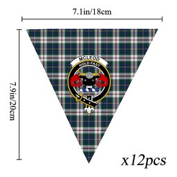 ScotsTee Shop Scottish McLeod Of Californian Modern Crest Tartan Triangle Flags Tartan Bunting, Pennants (12pcs)