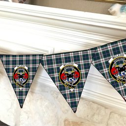 ScotsTee Shop Scottish McLeod Of Californian Modern Crest Tartan Triangle Flags Tartan Bunting, Pennants (12pcs)