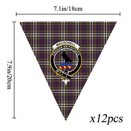 ScotsTee Shop Scottish MacDonell of Glengarry Dress Modern Crest Tartan Triangle Flags Tartan Bunting, Pennants (12pcs)