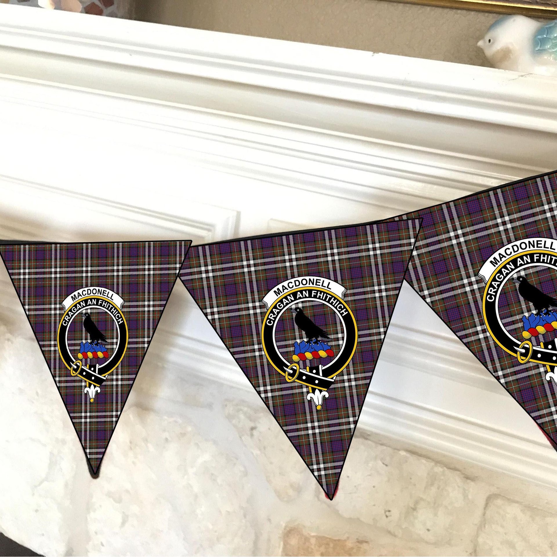 ScotsTee Shop Scottish MacDonell of Glengarry Dress Modern Crest Tartan Triangle Flags Tartan Bunting, Pennants (12pcs)