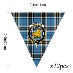 ScotsTee Shop Scottish Thompson Society Crest Tartan Triangle Flags Tartan Bunting, Pennants (12pcs)