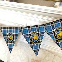 ScotsTee Shop Scottish Thompson Society Crest Tartan Triangle Flags Tartan Bunting, Pennants (12pcs)