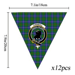 ScotsTee Shop Scottish Turnbull Hunting SC Crest Tartan Triangle Flags Tartan Bunting, Pennants (12pcs)