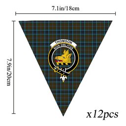 ScotsTee Shop Scottish Thomson Hunting Crest Tartan Triangle Flags Tartan Bunting, Pennants (12pcs)