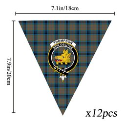 ScotsTee Shop Scottish Thompson Hunting Ancient Crest Tartan Triangle Flags Tartan Bunting, Pennants (12pcs)