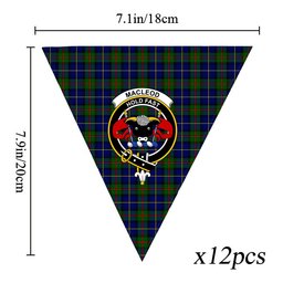 ScotsTee Shop Scottish MacLeod of Harris Modern Crest Tartan Triangle Flags Tartan Bunting, Pennants (12pcs)