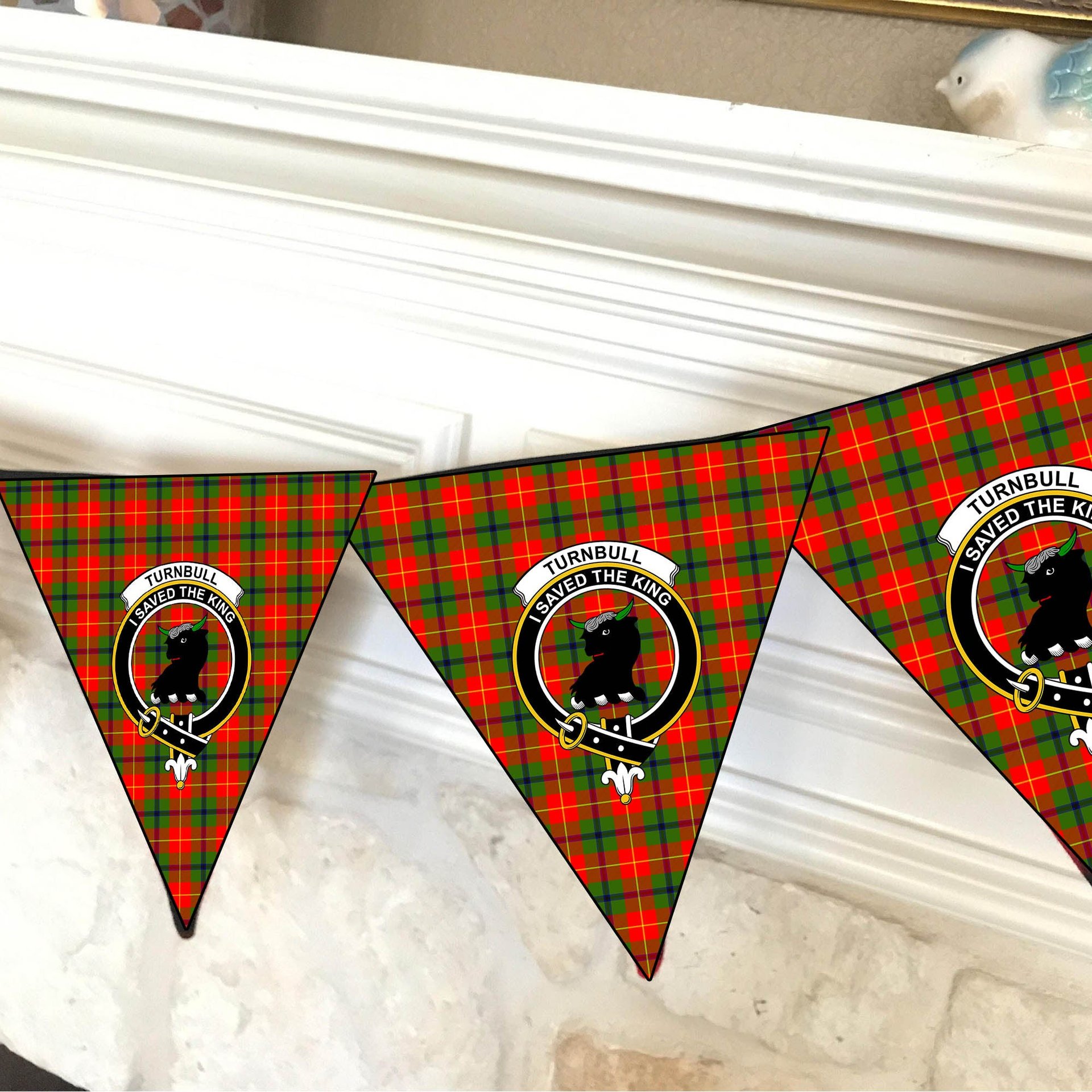 ScotsTee Shop Scottish Turnbull SC Crest Tartan Triangle Flags Tartan Bunting, Pennants (12pcs)