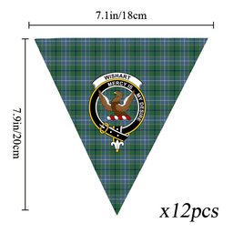ScotsTee Shop Scottish Wishart Hunting Ancient Crest Tartan Triangle Flags Tartan Bunting, Pennants (12pcs)