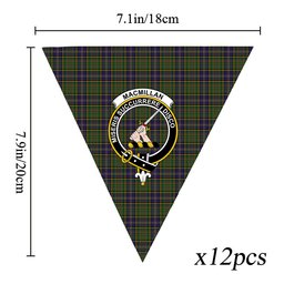 ScotsTee Shop Scottish MacMillan Hunting Modern SC Crest Tartan Triangle Flags Tartan Bunting, Pennants (12pcs)