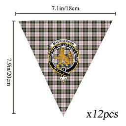 ScotsTee Shop Scottish MacPherson Dress Ancient Crest Tartan Triangle Flags Tartan Bunting, Pennants (12pcs)
