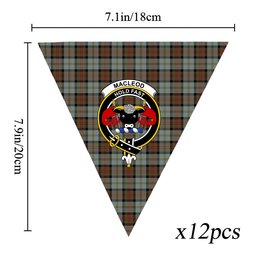 ScotsTee Shop Scottish MacLeod Of Harris Weathered Crest Tartan Triangle Flags Tartan Bunting, Pennants (12pcs)