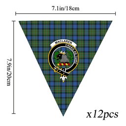 ScotsTee Shop Scottish MacLaren Ancient Crest Tartan Triangle Flags Tartan Bunting, Pennants (12pcs)