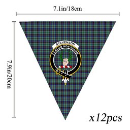 ScotsTee Shop Scottish Stevenson SC Crest Tartan Triangle Flags Tartan Bunting, Pennants (12pcs)