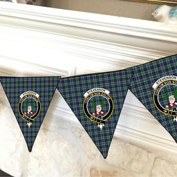 ScotsTee Shop Scottish Stevenson SC Crest Tartan Triangle Flags Tartan Bunting, Pennants (12pcs)