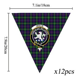 ScotsTee Shop Scottish Inglis Modern Crest Tartan Triangle Flags Tartan Bunting, Pennants (12pcs)