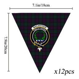 ScotsTee Shop Scottish MacArthur of Milton Hunting Crest Tartan Triangle Flags Tartan Bunting, Pennants (12pcs)