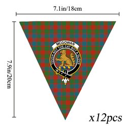 ScotsTee Shop Scottish McGowan Ancient Crest Tartan Triangle Flags Tartan Bunting, Pennants (12pcs)