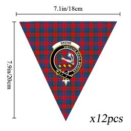 ScotsTee Shop Scottish Skene of Cromar Modern Crest Tartan Triangle Flags Tartan Bunting, Pennants (12pcs)