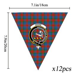 ScotsTee Shop Scottish Skene of Cromar Ancient Crest Tartan Triangle Flags Tartan Bunting, Pennants (12pcs)