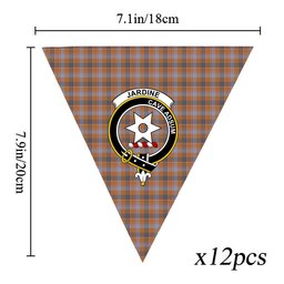 ScotsTee Shop Scottish Jardine of Castlemilk Ancient Crest Tartan Triangle Flags Tartan Bunting, Pennants (12pcs)