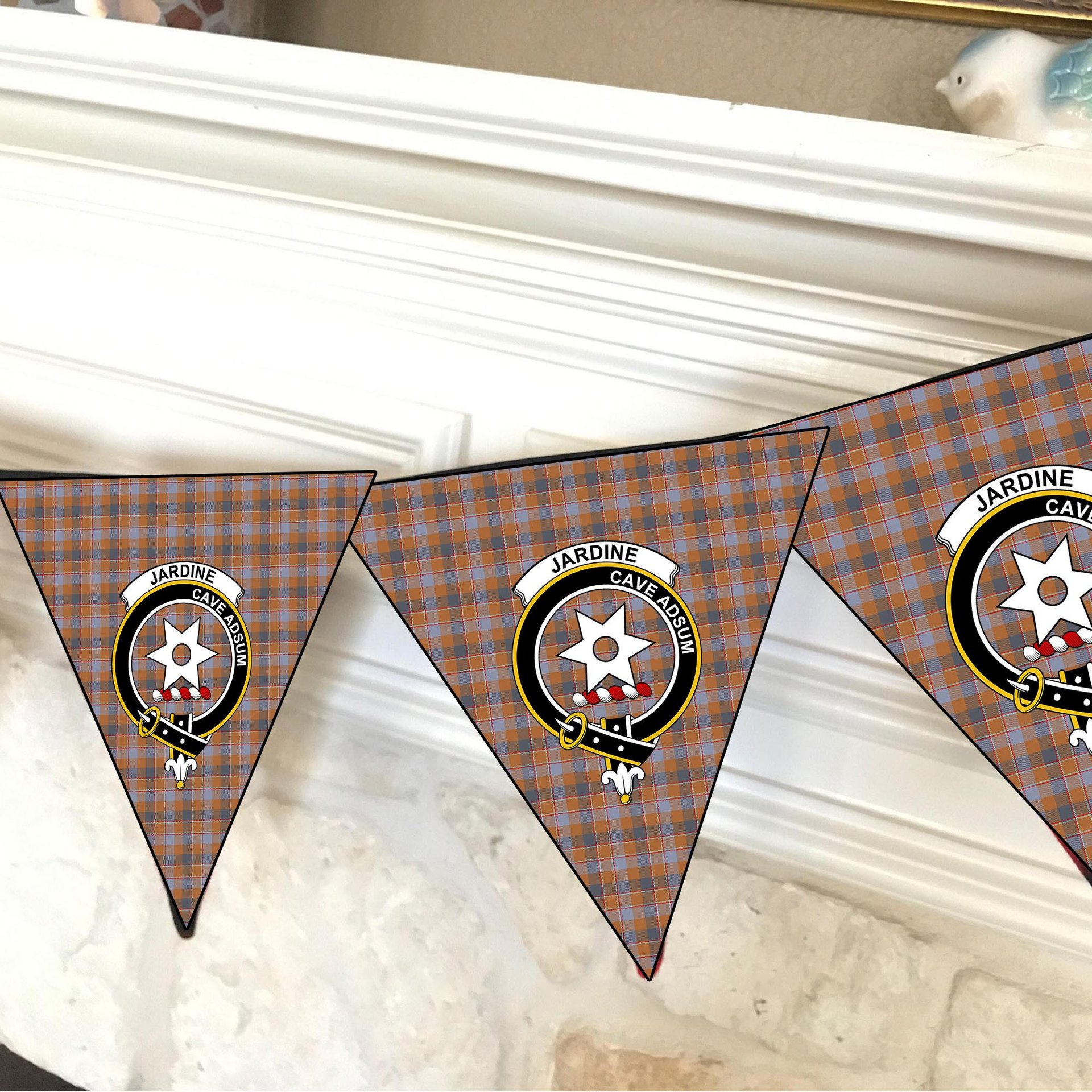 ScotsTee Shop Scottish Jardine of Castlemilk Ancient Crest Tartan Triangle Flags Tartan Bunting, Pennants (12pcs)